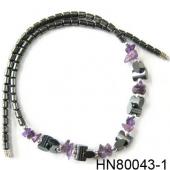 Amethyst Chip Stone Beads Hematite Beads Stone Chain Choker Fashion Women Necklace